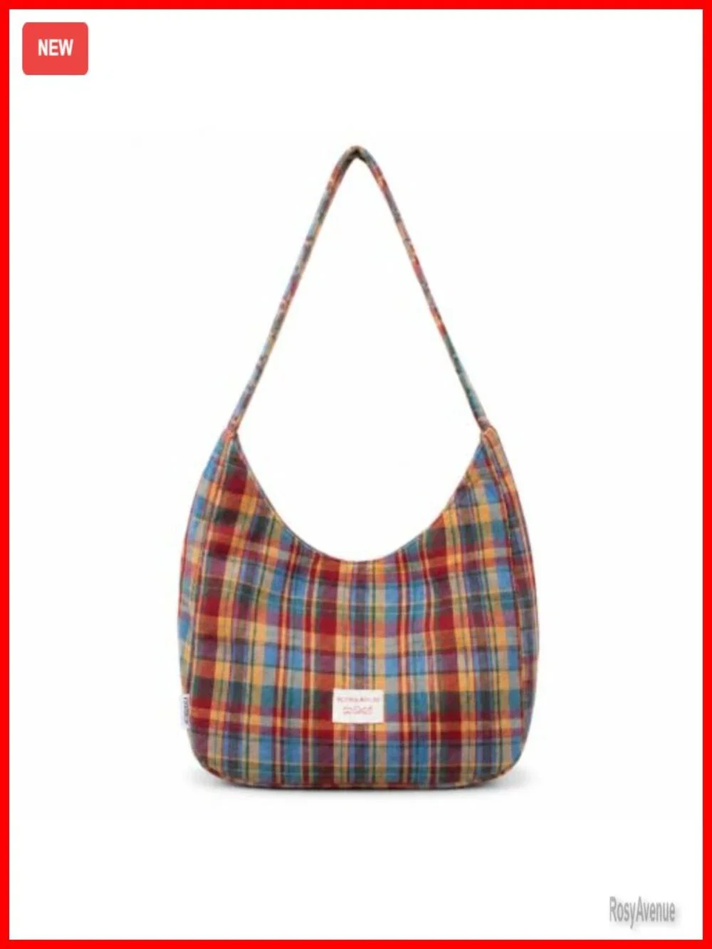 Tweed Plaid Hobo Slouchy Bag Patchwork Shoulder Purse